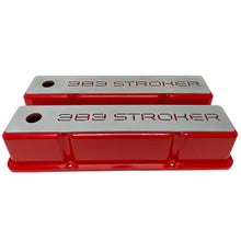 Load image into Gallery viewer, 383 Stroker Small Block Chevy Tall Valve Covers, Custom Billet Top - Red