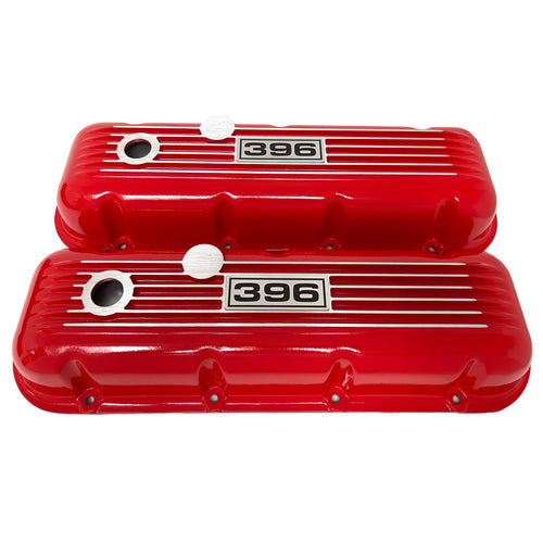 Big Block Chevy 396  Classic Finned Valve Covers -  Red