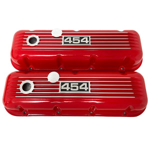 Big Block Chevy 454 Classic Finned Valve Covers - Style 2 - Red