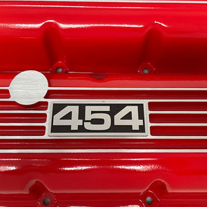 Big Block Chevy 454 Classic Finned Valve Covers - Style 2 - Red
