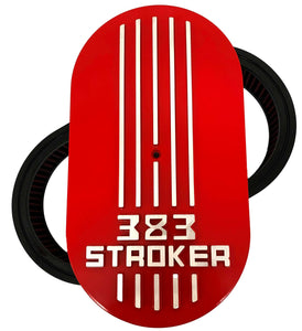 383 STROKER Raised Logo 15" Oval Air Cleaner Lid Kit - Red