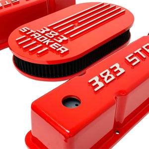 383 STROKER Small Block Chevy Valve Covers & Air Cleaner Kit - Red