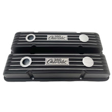 Load image into Gallery viewer, Chevy Small Block 350 Chevrolet Script Logo Classic Finned Valve Covers - Black