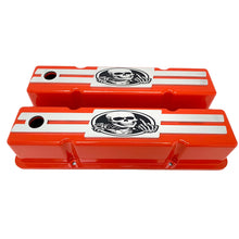 Load image into Gallery viewer, Small Block Chevy Tall Billet Top Rat Rod Skeleton Valve Covers - Orange