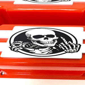 Small Block Chevy Tall Billet Top Rat Rod Skeleton Valve Covers - Orange