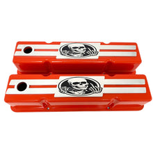 Load image into Gallery viewer, Small Block Chevy Tall Billet Top Rat Rod Skeleton Valve Covers - Orange