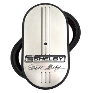 Carroll Shelby Signature, 15" Oval Air Cleaner Kit - Style 1 - Silver