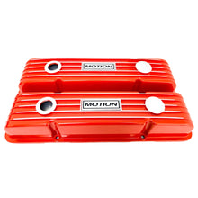 Load image into Gallery viewer, Small Block Chevy Motion Valve Covers &amp; 13&quot; Round Air Cleaner Kit - Orange