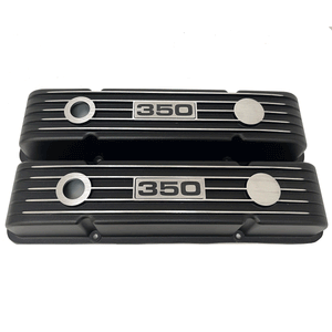Small Block Chevy 350 Valve Covers, Classic Finned - Black