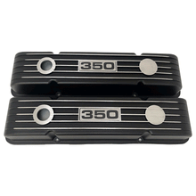 Load image into Gallery viewer, Small Block Chevy 350 Valve Covers, Classic Finned - Black