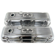 Load image into Gallery viewer, Big Block Chevy Super Sport Flag Logo, Classic Finned, Polished Valve Covers
