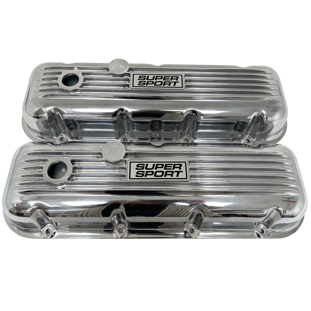 Big Block Chevy Super Sport Classic Finned, Polished Valve Covers