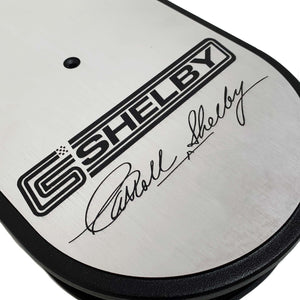 ansen custom engraving, ford carroll shelby signature air cleaner kit 15 inch oval, close up view