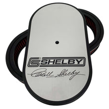 Load image into Gallery viewer, ansen custom engraving, ford carroll shelby signature air cleaner kit 15 inch oval, front view