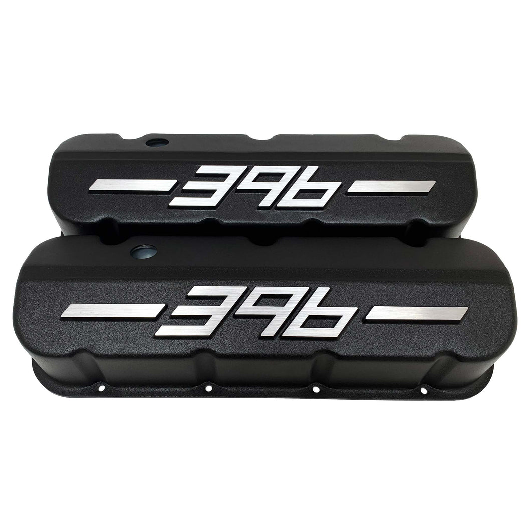 ansen big block chevy valve covers 396 black, front view