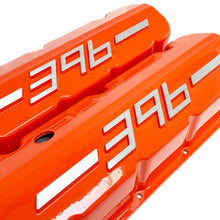 Load image into Gallery viewer, ansen usa, big block chevy 396 valve covers orange, angled view