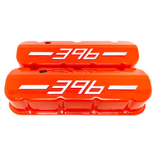Load image into Gallery viewer, ansen usa, big block chevy 396 valve covers orange, front view