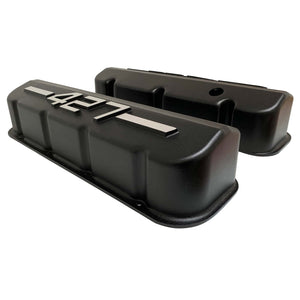 ansen big block chevy valve covers 427 black, side profile view