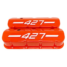 Load image into Gallery viewer, ansen usa, big block chevy 427 valve covers orange, front view