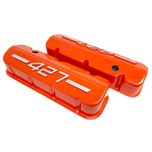 Load image into Gallery viewer, ansen usa, big block chevy 427 valve covers orange, top profile view
