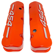 Load image into Gallery viewer, ansen big block chevy 454 valve covers, raised letter, orange, top view