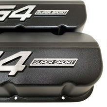 Load image into Gallery viewer, ansen big block chevy 454 super sport valve covers, black, close up view