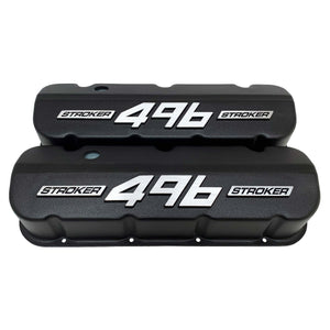 ansen big block chevy 496 stroker valve covers, black, front view