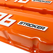 Load image into Gallery viewer, ansen big block chevy 496 stroker valve covers, orange, close up view