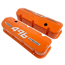Load image into Gallery viewer, ansen big block chevy 496 stroker valve covers, orange, top profile view