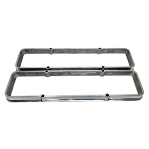 ansen valve cover spacers, chevy small block, polished, front view