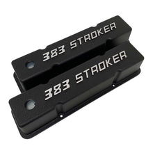Load image into Gallery viewer, ansen valve covers, 383 stroker small block chevy, black, angled view