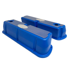 Load image into Gallery viewer, ansen custom engraving, ford 289 302 351 windsor custom valve covers, blue, side profile view