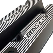 Load image into Gallery viewer, ansen custom engraving, ford boss 302 valve covers, black, angled view