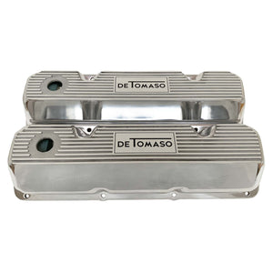 ansen custom engraving, ford de tomaso pantera 351 cleveland valve covers polished, front view