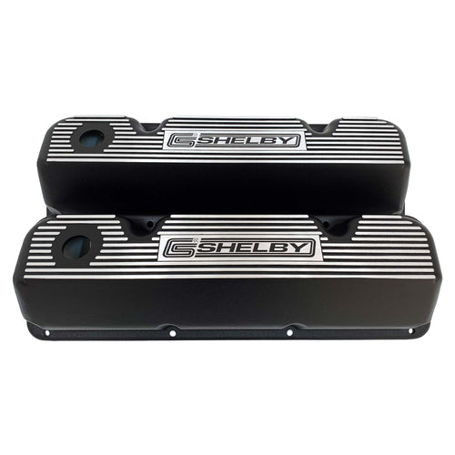 ansen custom engraving, ford carroll shelby valve covers, elite series, black, front view