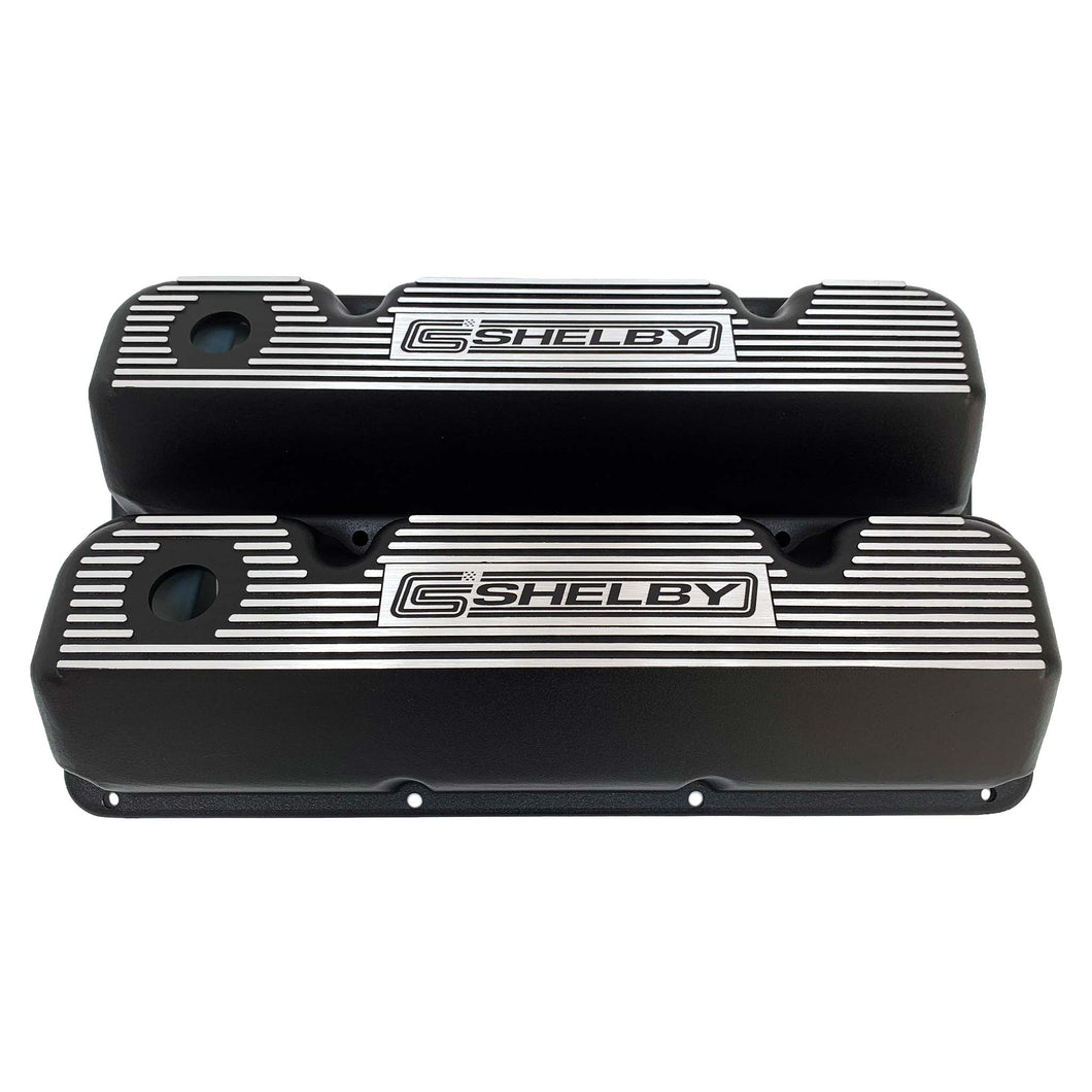 ansen custom engraving, ford carroll shelby valve covers, elite series, black, front view