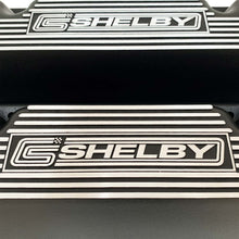 Load image into Gallery viewer, ansen custom engraving, ford carroll shelby 351 cleveland valve covers, black, close up view