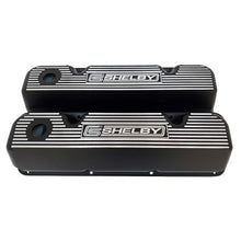 Load image into Gallery viewer, ansen custom engraving, ford carroll shelby 351 cleveland valve covers, black, front view