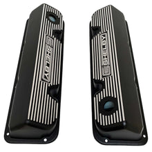Load image into Gallery viewer, ansen custom engraving, ford carroll shelby 351 cleveland valve covers, black, top view