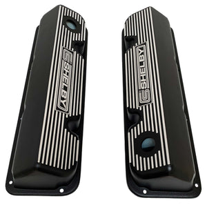 ansen custom engraving, ford carroll shelby 351 cleveland valve covers, black, top view