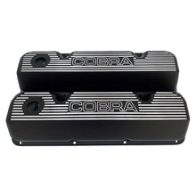 Load image into Gallery viewer, ansen custom engraving, ford cobra valve covers, black, front view