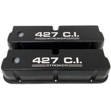 Load image into Gallery viewer, ansen custom engraving, ford 427 ci stroker valve covers, black, front view
