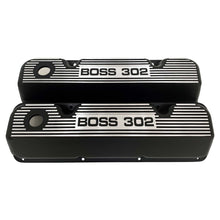 Load image into Gallery viewer, ansen custom engraving, ford boss 302 valve covers, black, front view