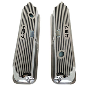 ansen custom engraving, ford fe 427 valve covers, polished, top view