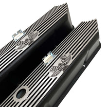 Load image into Gallery viewer, ansen custom engraving, ford fe tall 427 american eagle valve covers, black, angled view