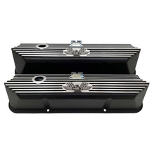 Load image into Gallery viewer, ansen custom engraving, ford fe tall 427 american eagle valve covers, black, front view