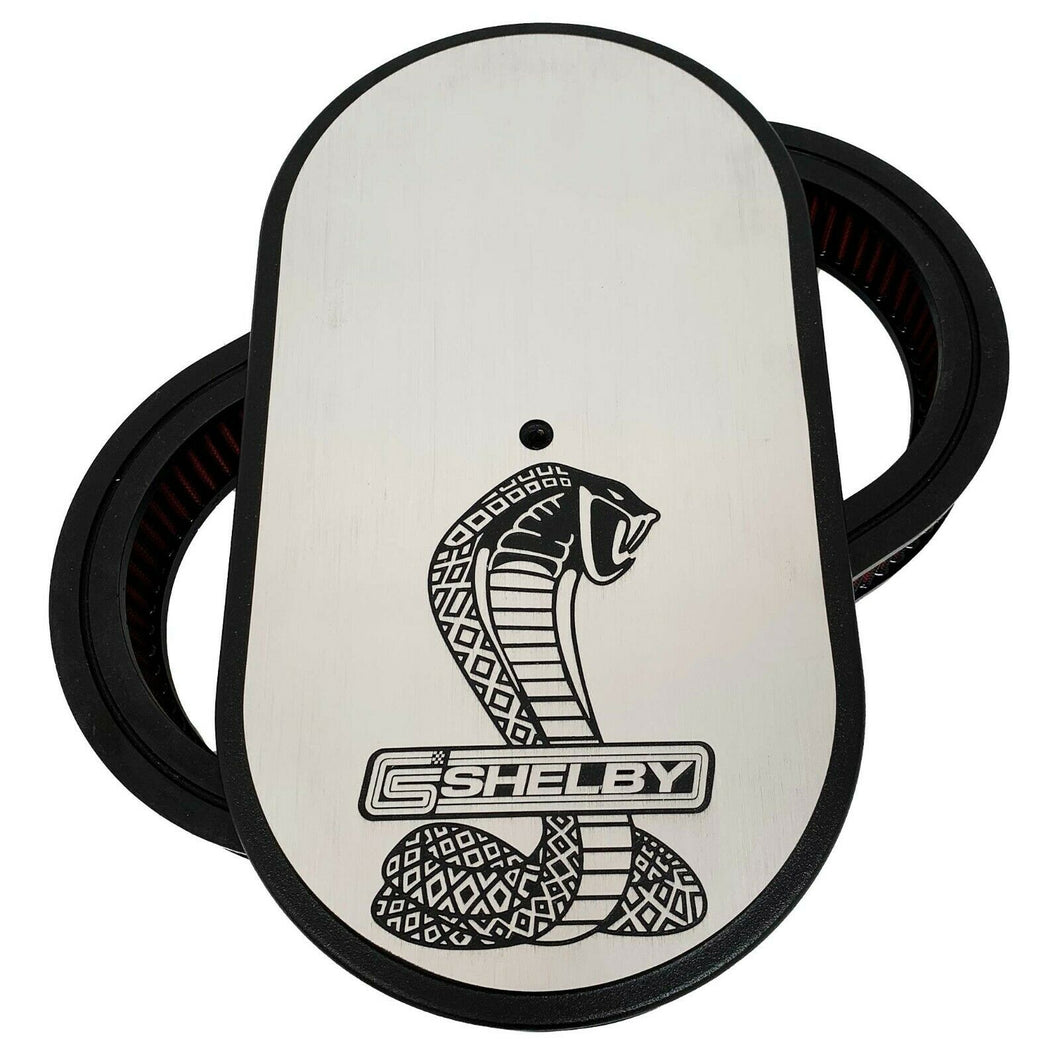 ansen custom engraving, ford shelby cobra air cleaner kit 15 inch oval, front view