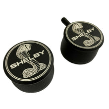 Load image into Gallery viewer, ansen custom engraving, ford shelby cobra billet breather, pcv set, black, angled view