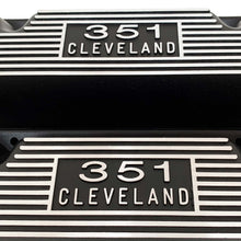 Load image into Gallery viewer, ansen usa, ford 351 cleveland valve covers, die-cast logo, black, name plate view