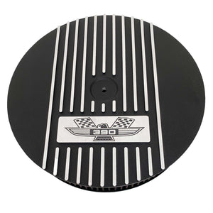 ansen custom engraving, ford fe tall 390 american eagle, air cleaner lid kit, black, front view